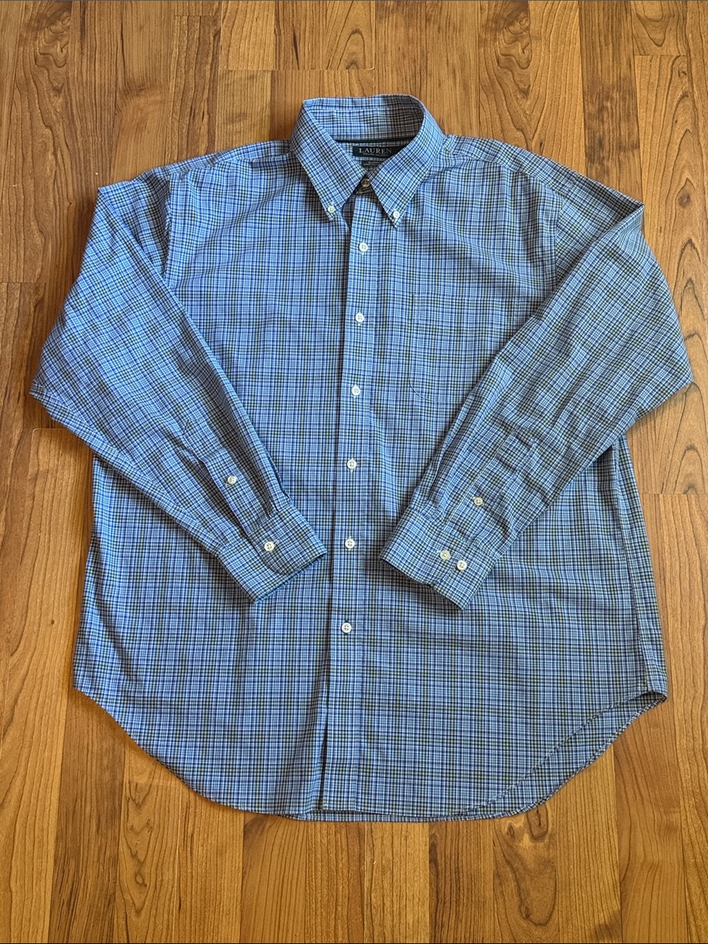 Lauren Ralph Lauren Blue Plaid Button-Down Dress Shirt
